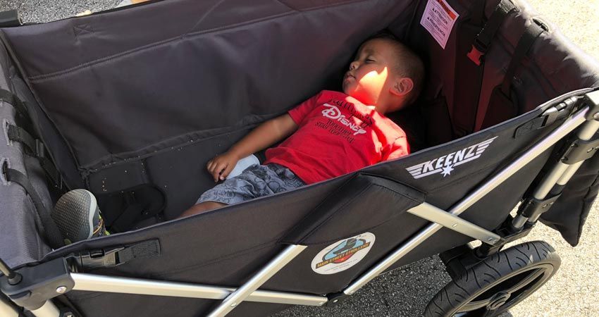 Main Street Stroller - Baby sleeping in stroller wagon