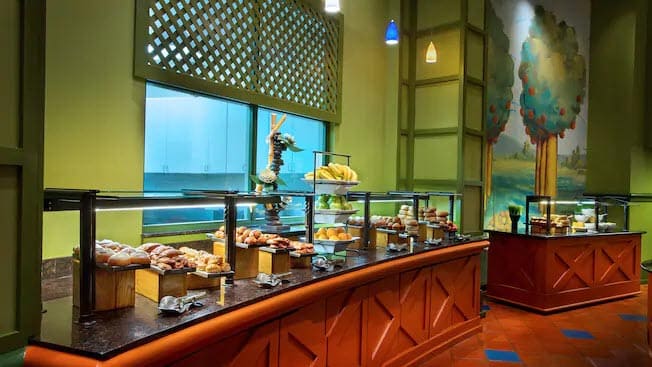 Breakfast buffet at the Garden Grove restaurant at Walt Disney World Swan Hotel.